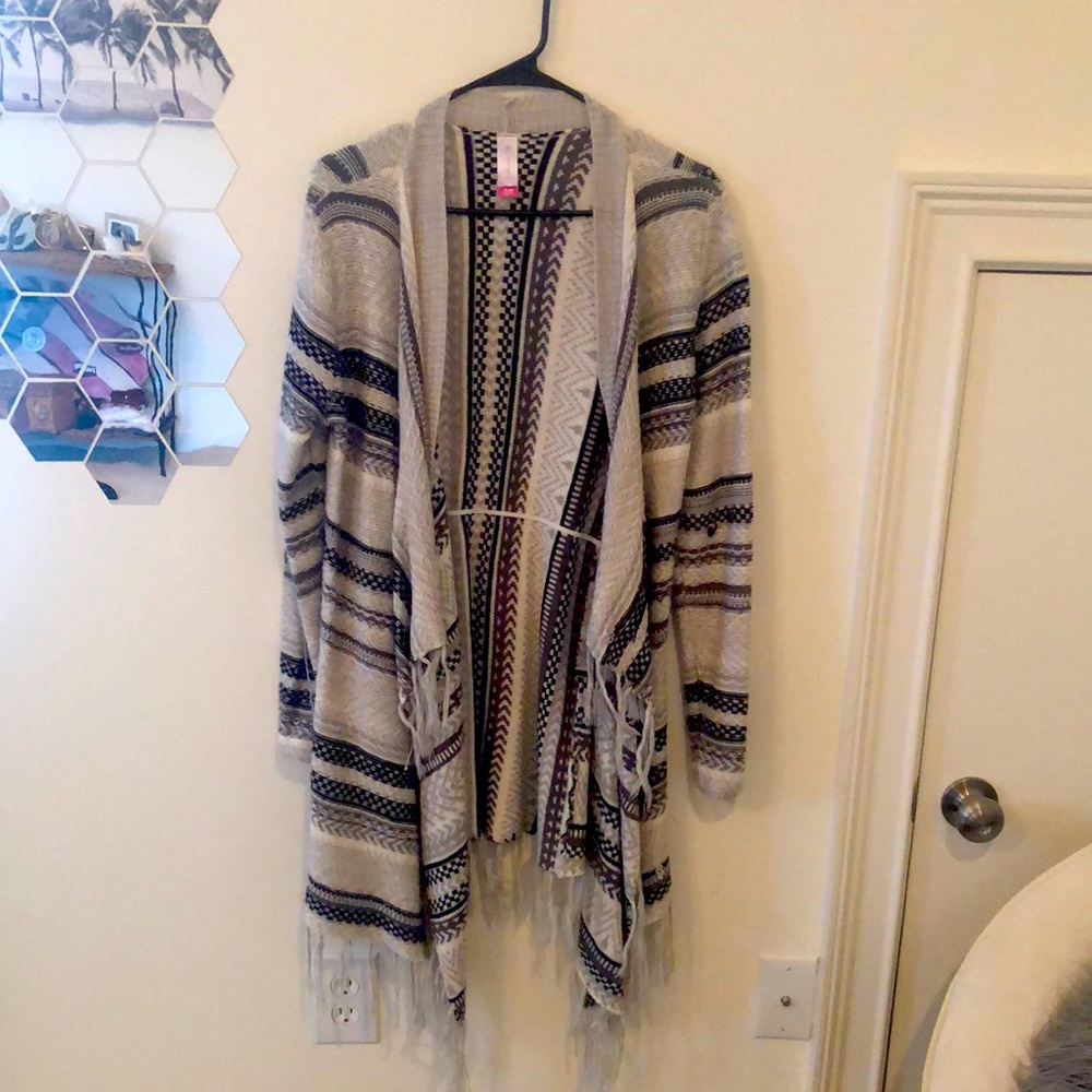 Fuzzy tribal cardigan